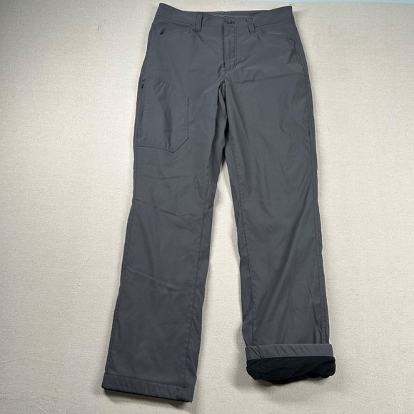 Eddie Bauer Fleece Lined Pants Mens 32x32 Tech Chino Hiking Camping Gray Nylon - Picture 1 of 9